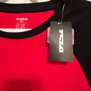 NWT TSLA Men's Red & Black Raglan 3/4 Sleeve T-Shirt Size L